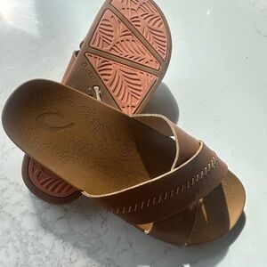 Olukai Kipea Olu Slide Sandals in Brown - Women's Casual Slip-On